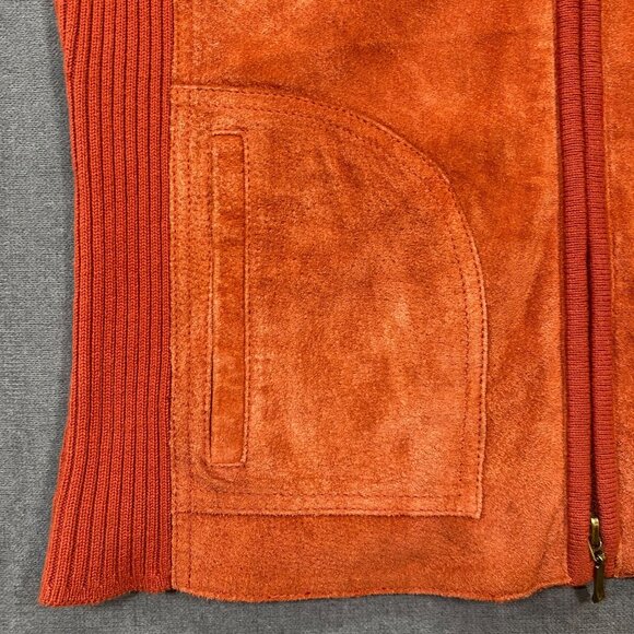 Chicos Womens Suede & Knit Rust Orange Sleeveless Vest With Gold Zipper Size 1 - Picture 8 of 12